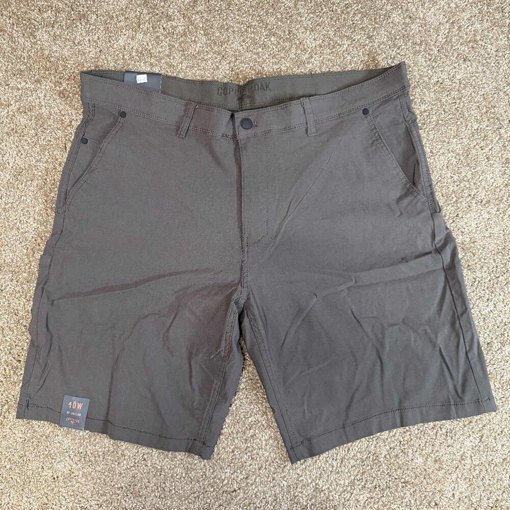 Copper & Oak Supply Utility Shorts Mens 40 Dark Olive Stretch Cell Phone Pocket